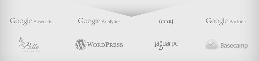 Our Team uses Basecamp for project managment, Adwords for PPC advertizing, Analytics for yup... you guessed it, Belle Portraits for Photography, Media Temple for Hosting, Jaguar PC for Hosting, Wordpress (almost exclusively) for Content Managment, and Google Partners for our customers advertizing needs!