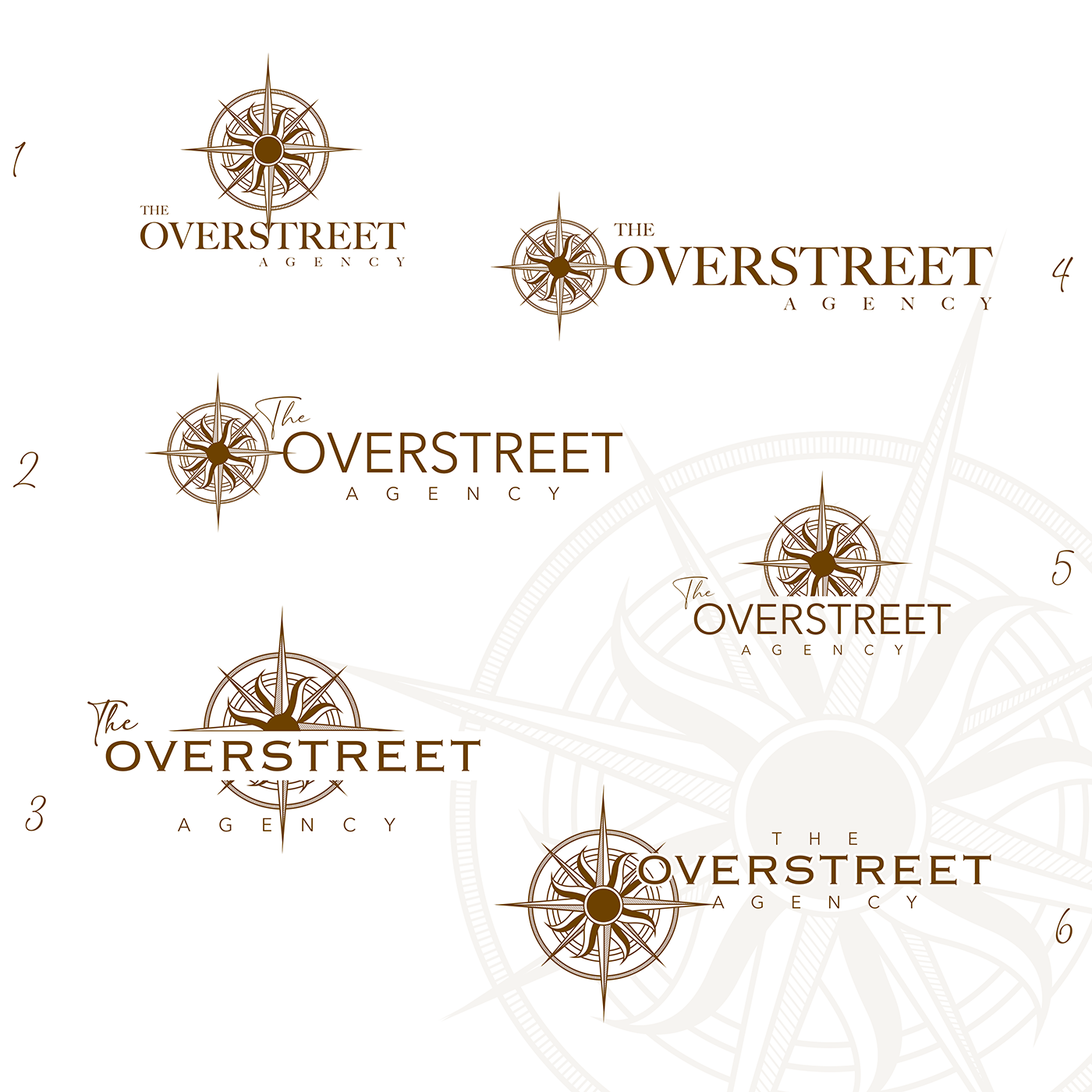 The Overstreet Agency — initial logo design contact sheet